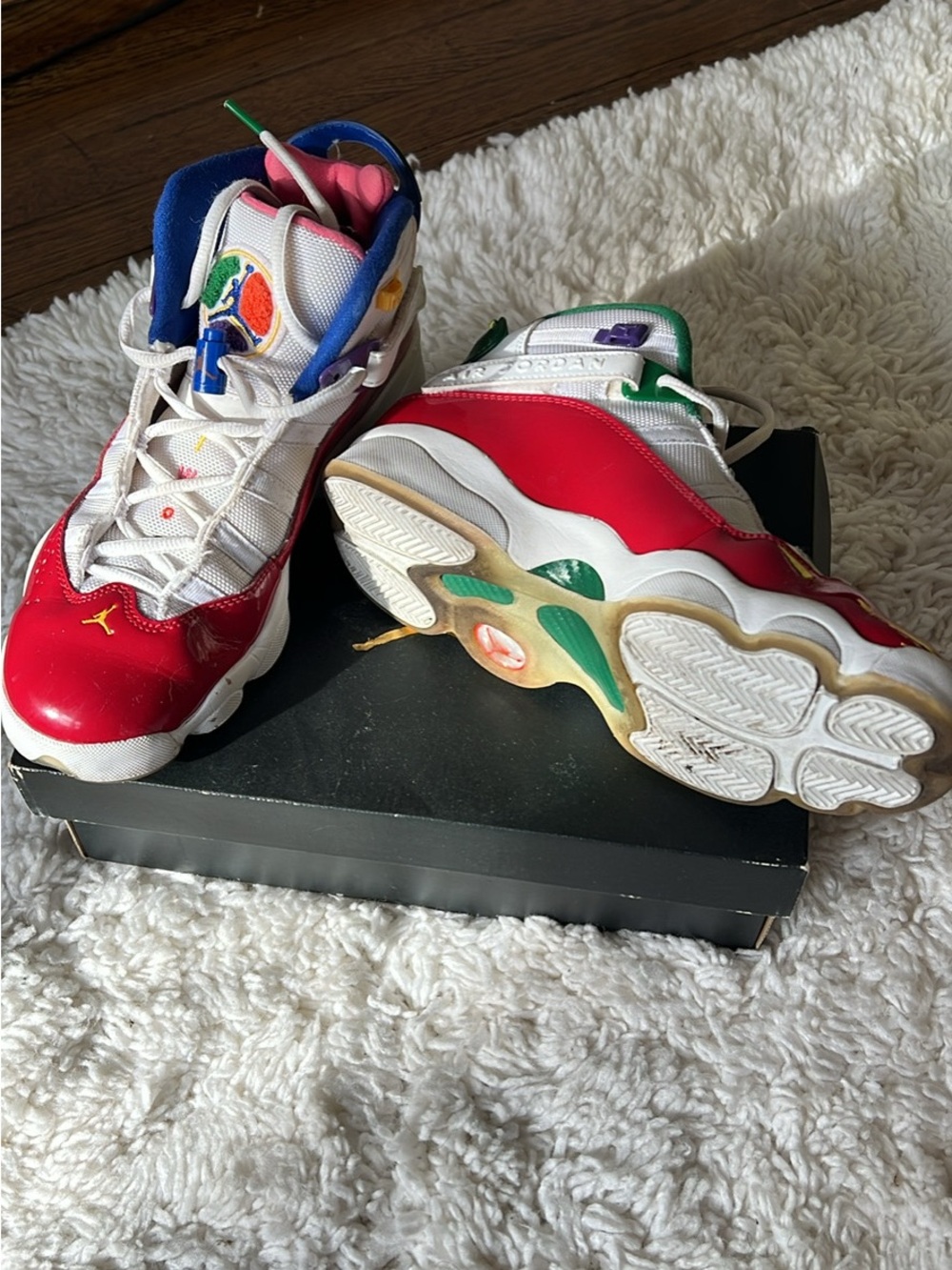 Jordan Multicolor Red White Blue Retro Basketball Shoes